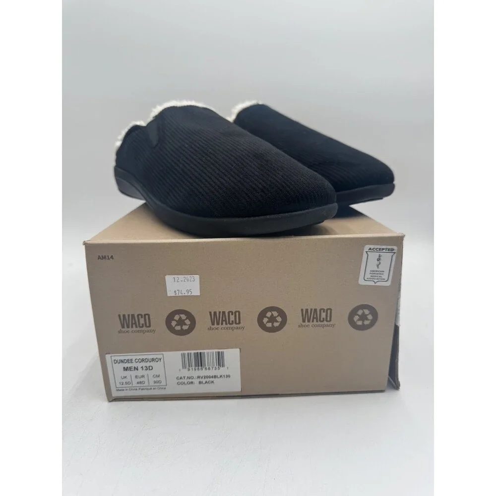 NEW Waco Dundee Corduroy Men's Slippers Black US Size 13 MEDIUM